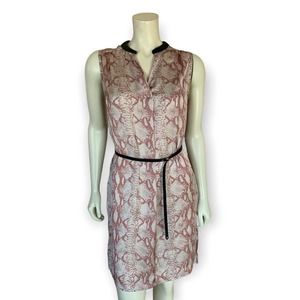 Rudsak Snakeskin Printed Mini Dress Small Womens Pink Faux Leather Trim Belt Top